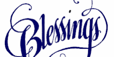 'blessings' in curly writing
